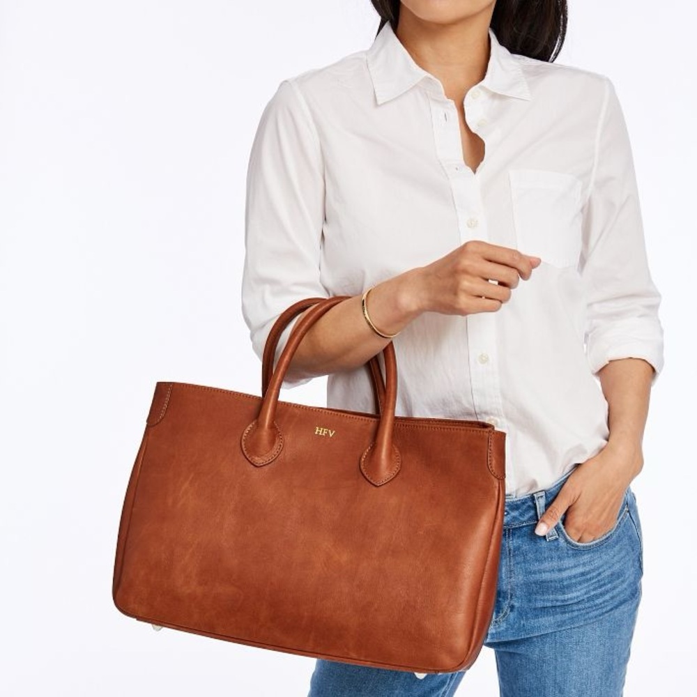 Mark & Graham Tan Leather Elisabetta Slouch Leather Tote Bag Made in Italy 🇮🇹 - Picture 4 of 12